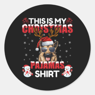 Familie Matching Funny Xmas Pajama German Shepherd Runder Aufkleber