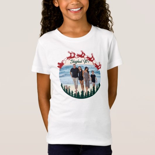 Familie Matching Personalisiert Foto Sleighed It T-Shirt (Vorderseite)