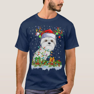 Familie Matching Xmas Lighting Santa Maltese Hund T-Shirt