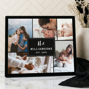 Familie mehrere FotoCollage etabliert Schwarz Fotoplatte