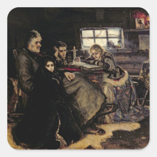 Familie Menshikov in Beriozovo, 1883 Quadratischer Aufkleber