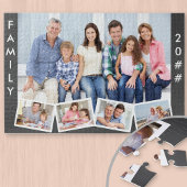 Familie mit bearbeitbarem Jahr ZigZag Foto Collage Puzzle