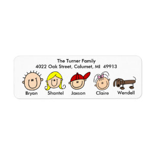 Familie mit Hundeadressen-Etiketten