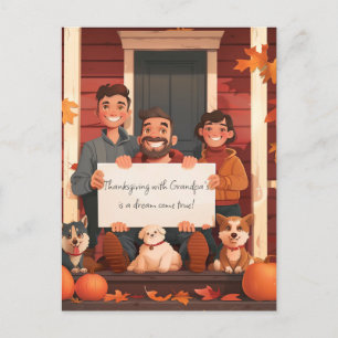 Familie mit Teenager und Haustieren Postkarte