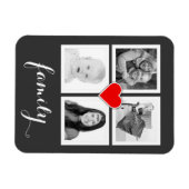 Familie mit vier Fotos und Herz Magnet (Horizontal)