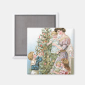 Familie mit Weihnachtsbaum Magnet (Vorderseite/Rückseite)