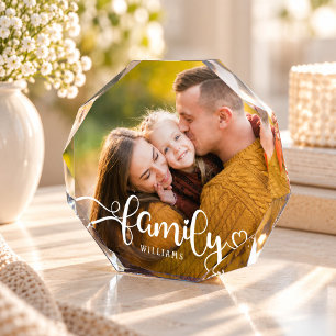 FAMILIE Moderne einfache Herzen Liebesschrift Fotoblock