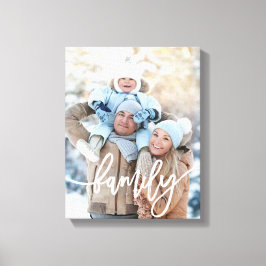 Familie | Moderne weiße Typografie mit Ihrem Foto Leinwanddruck