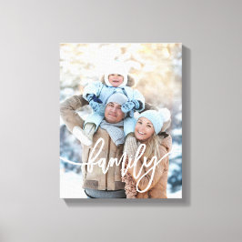 Familie | Moderne weiße Typografie mit Ihrem Foto Leinwanddruck