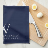 Familie Monogram Elegant Marine Kitchen Geschirrtuch (Viertel Falte)