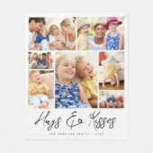 Familie Multi Foto Collage Hugs & Kisses Fleecedecke (Vorderseite)