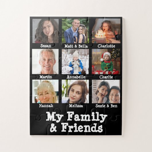 Familie, Name und Foto Black Dementia Memory Puzzle (Vertikal)