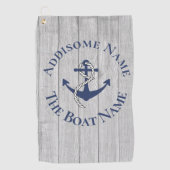Familie oder Bootsname Navy Anchor Rope Nautic Golfhandtuch (Vorderseite)