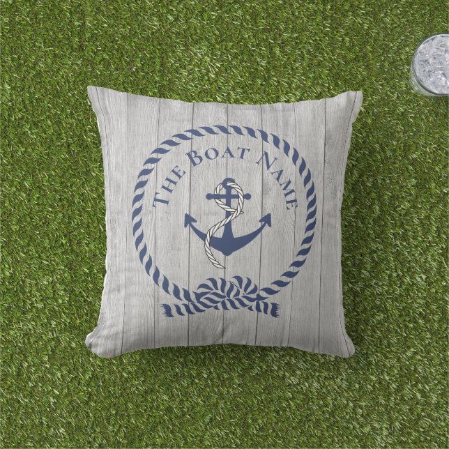 Familie oder Bootsname Navy Anchor Rope Nautic Kissen (Golfball-Marker)