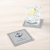 Familie oder Bootsname Navy Anchor Rope Nautic Rechteckiger Pappuntersetzer (Vor Ort)