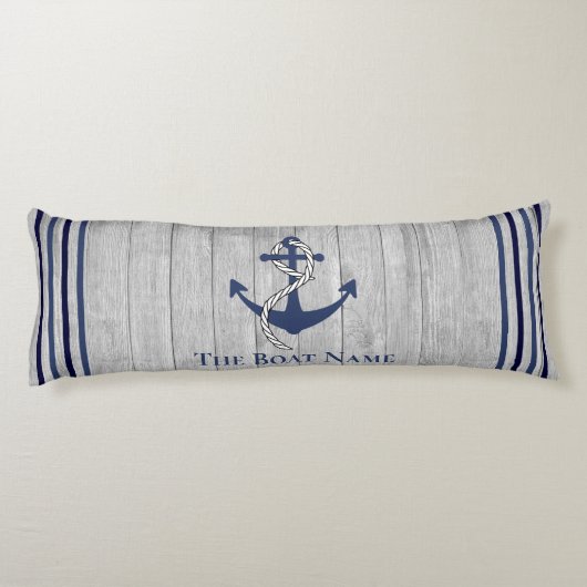 Familie oder Bootsname Navy Anchor Rope Nautic Seitenschläferkissen (Rückseite)