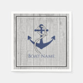 Familie oder Bootsname Navy Anchor Rope Nautic Serviette (Vorderseite)