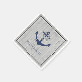 Familie oder Bootsname Navy Anchor Rope Nautic Serviette (Ecke)