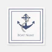 Familie oder Bootsname Navy Anchor Rope Nautic Serviette (Vorderseite)