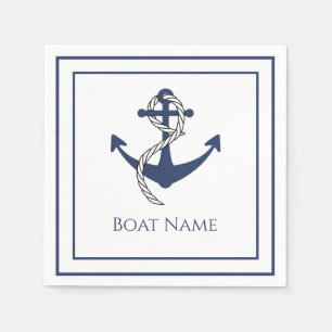 Familie oder Bootsname Navy Anchor Rope Nautic Serviette