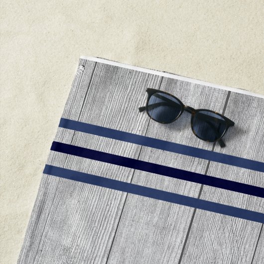 Familie oder Bootsname Navy Anchor Rope Nautic Strandtuch (Beispiel)