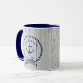 Familie oder Bootsname Navy Anchor Rope Nautic Tasse (Vorderseite Links)