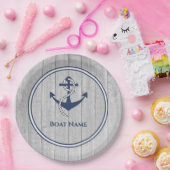 Familie oder Bootsname Navy Anchor Rope Nautical N Pappteller (Party)