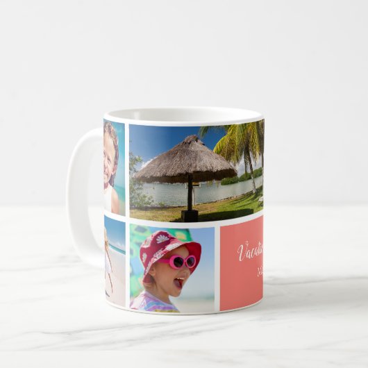 Familie oder Paar Urlaub 5 Foto Keepake, Korallen Kaffeetasse (Vorderseite Links)