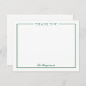 Familie oder Paare Elegante Script Grüne Stationer Dankeskarte (Vorne/Hinten)
