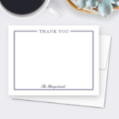 Familie oder Paare Elegantes Script Blue Stationer Dankeskarte