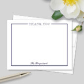 Familie oder Paare Elegantes Script Blue Stationer Dankeskarte