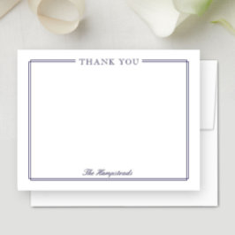 Familie oder Paare Elegantes Script Blue Stationer Dankeskarte