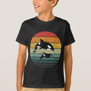 Familie Orca Vintag Retro Art, Killer Whalfamilie T-Shirt