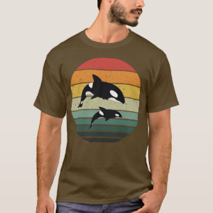 Familie Orca Vintag Retro Art, Killer Whalfamilie T-Shirt