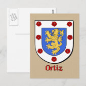 Familie Ortiz Heraldic Shield Postkarte (Vorne/Hinten)