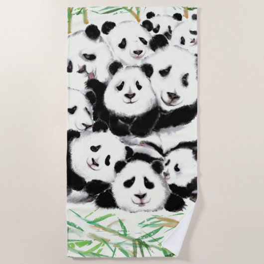 Familie Panda Beach Handtuch (Vorderseite)
