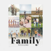 Familie Personalisiert 9 FotoCollage Fleecedecke (Vorderseite)