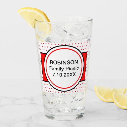 Familie Picnic Red Polka Dots Glas (Vorderseite Ice)