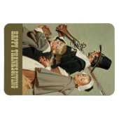 Familie Pilgrim. Vintag Art Erntedank Geschenk Magnet (Horizontal)