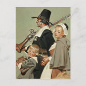 Familie Pilgrim. Vintag Art Erntedank Postkarte (Vorderseite)