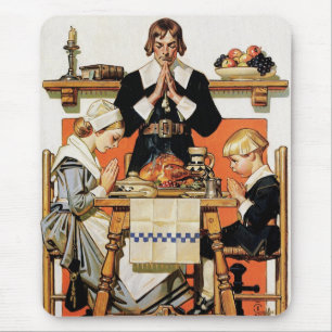 Familie Pilgrim. Vintages Kunstgeschenk Mousepad