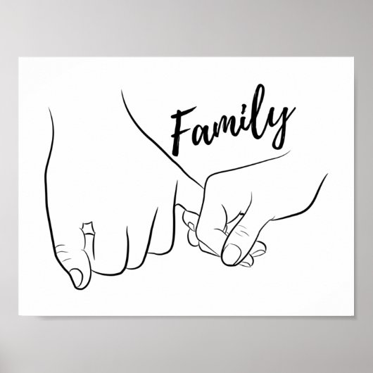Familie Pinky Versprechen Minimale Linie Niedlich  Poster (Vorne)