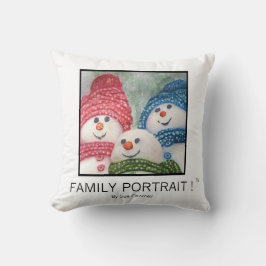 Familie Portrait Snowman Kissen