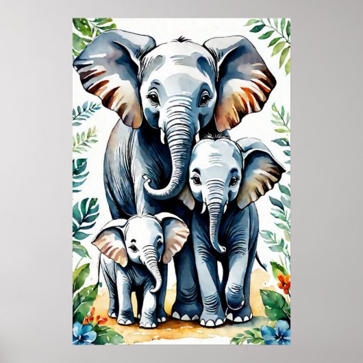 Familie Safari African Elephants, Baby Elephant Poster (Vorne)