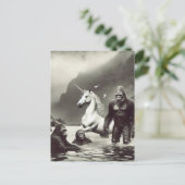Familie Sasquatch und Einhorn Postkarte (Stehend Vorderseite)