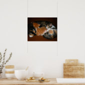 Familie schläfriger Kätzchen Poster (Küche)