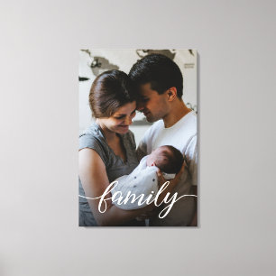 "Familie" Schriftzug Personalisierte Familienfoto- Leinwanddruck
