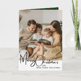 Familie Schwarz Weiß Grün Gold Foto Weihnachten Fa Karte