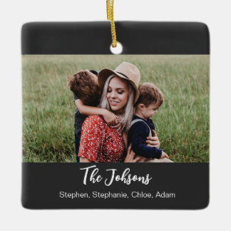 Familie Schwarz Weiß Schrift Foto Keramikornament