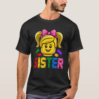 Familie Schwester Meister Erbauer Bausteine Block T-Shirt